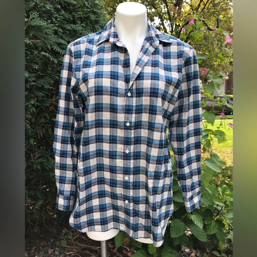 🐬Frank & Eileen Joedy Blue and White Plaid Shirt